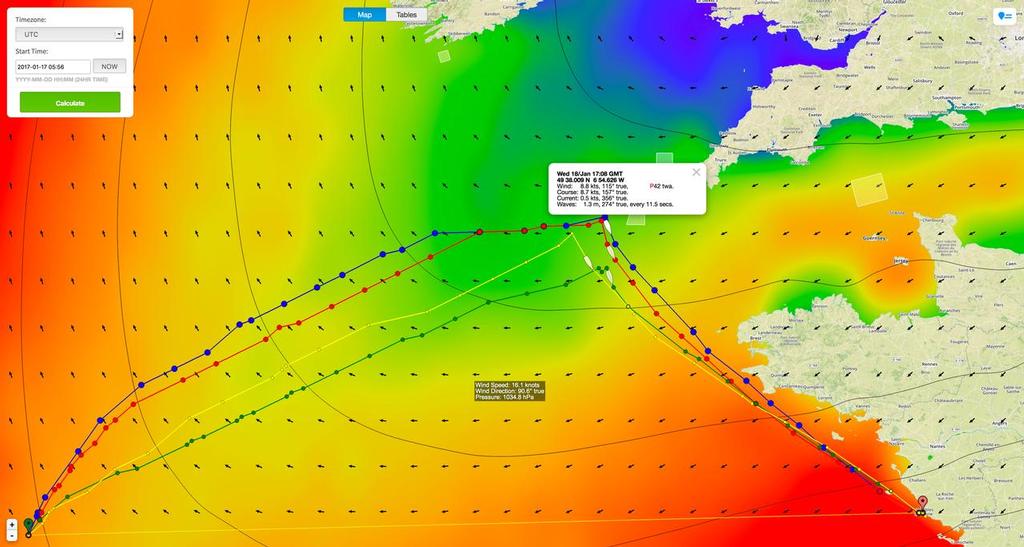 Recommended time for the lead yachts to tack and head for the finish of the Vendee Globe Race. © PredictWind